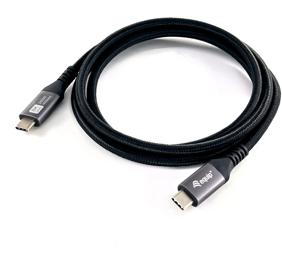 Kabelis USB Equip USB4 Gen 3x2 USB-C na USB-C 0.5m 40 Gbit/s 240W Juodas (128380)