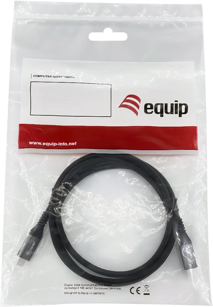 Kabelis USB Equip USB4 Gen 3x2 USB-C na USB-C 0.5m 40 Gbit/s 240W Juodas (128380)