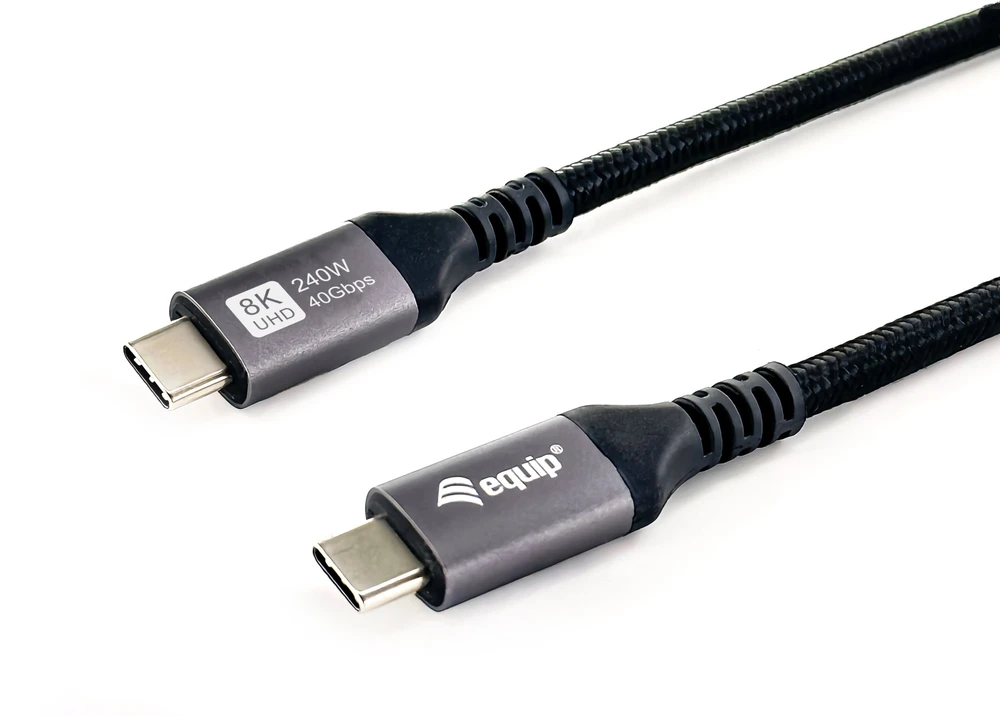 Kabelis USB Equip USB4 Gen 3x2 USB-C na USB-C 0.5m 40 Gbit/s 240W Juodas (128380)