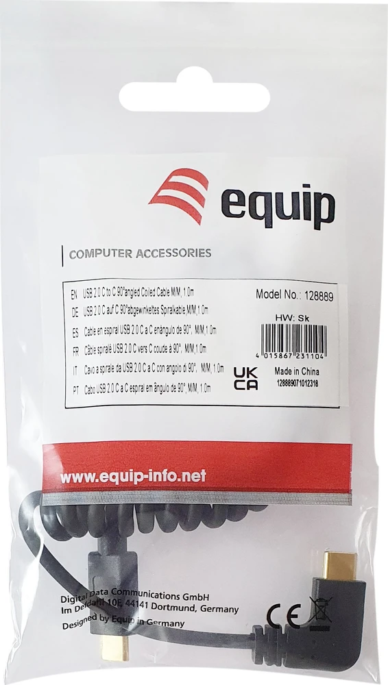 Kabelis USB Equip USB-C - USB-C 1 m Juodas (128889)