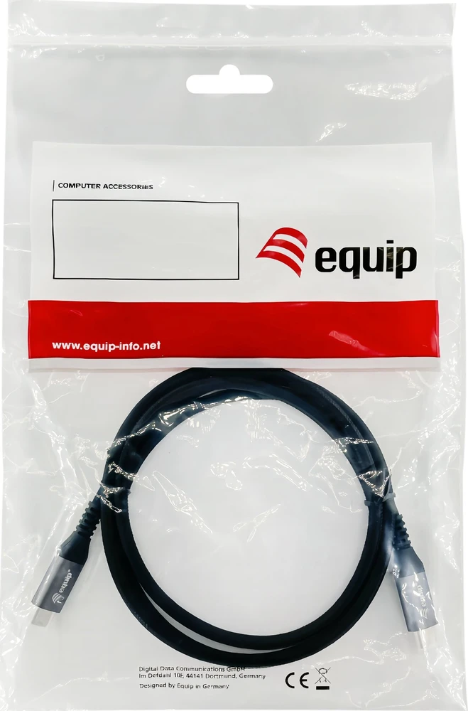 Kabelis USB Equip USB-C - USB-C 1 m Juodas (128371)