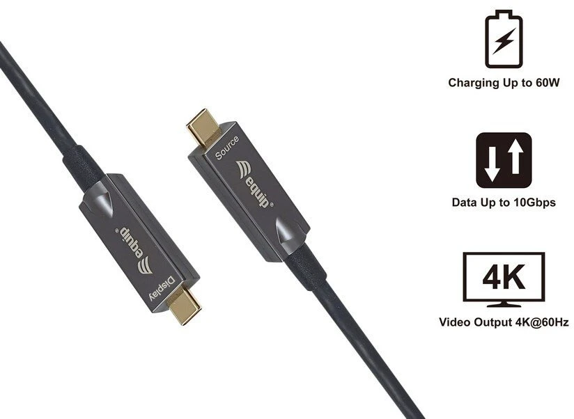 Equip 119464 USB kabelis USB 3.2 Gen 2 (3.1 Gen 2) 7,5 m USB C 10 Gbit/s 60 W Juoda