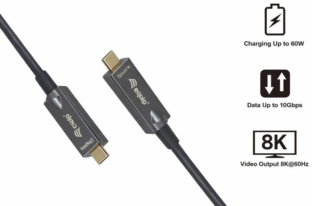 USB laidas Equip USB-C - USB-C 7,5 m Juodas (119467)