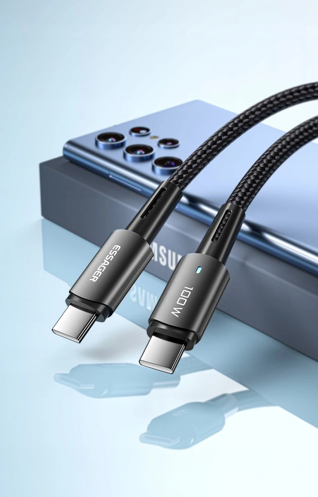 USB-C į USB-C 100 W Essager kabelis 1 m (juodas)