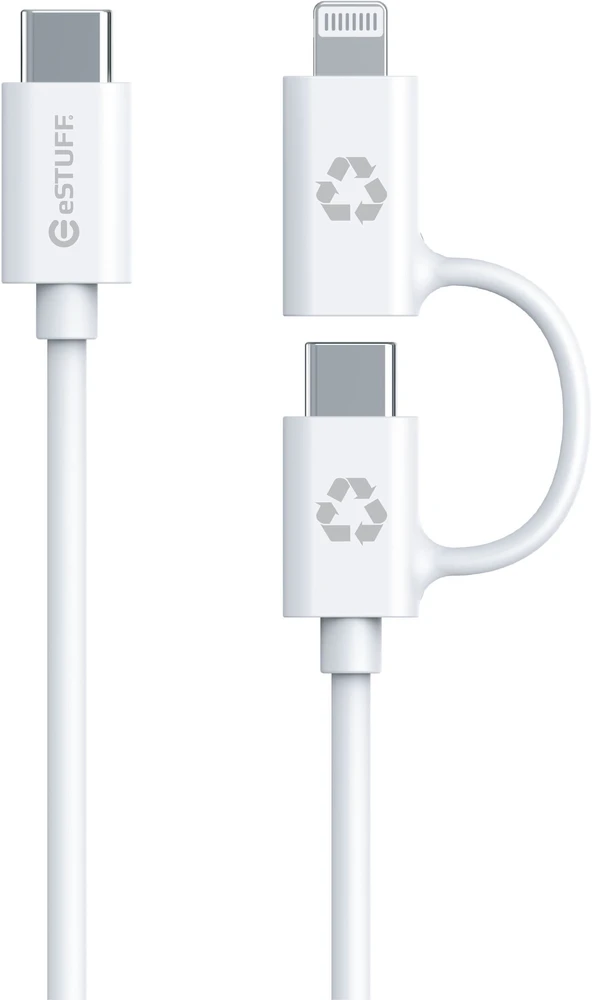 Kabelis USB eStuff ES600170 1 m USB C do USB C/Lightning Baltas