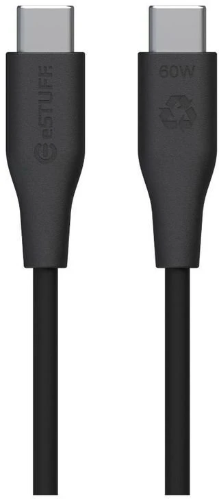 eSTUFF INFINITE (GRS) USB-C į USB-C laidas, 2 m, juodas. Be PVC.