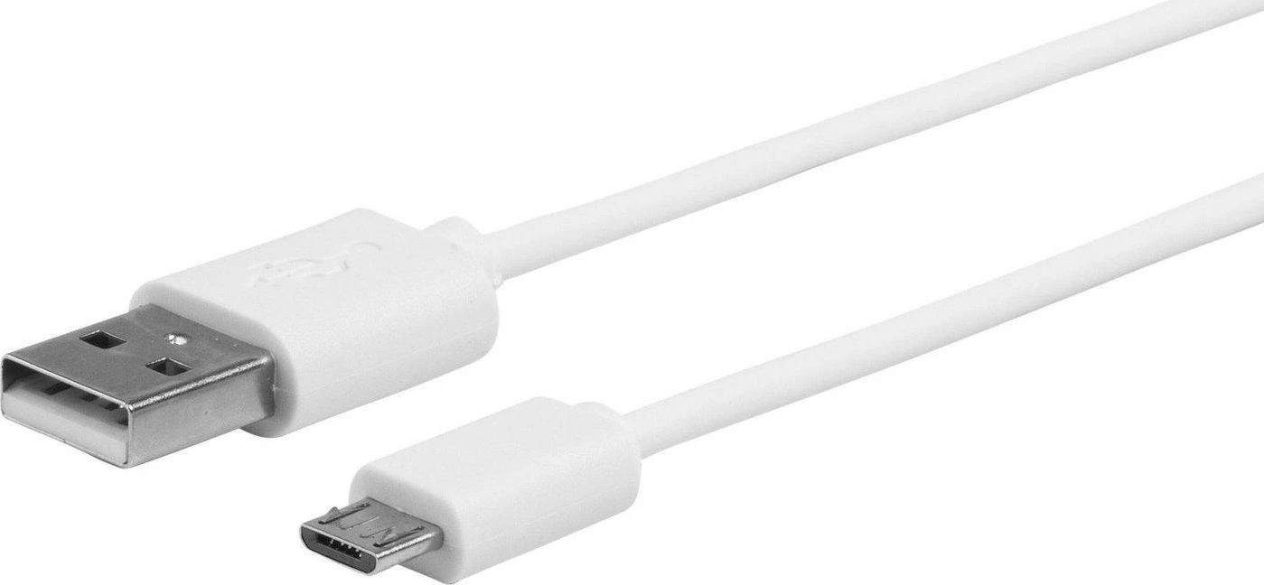 Kabelis USB eStuff USB-A - microUSB 1 m Baltas (ES603007)