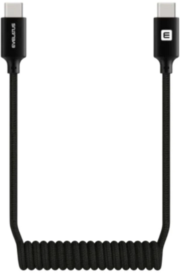Kabelis USB Evelatus AutoSpring Coiled Cable USB C to USB C connector 1.2M Juodas (TKCB-746CTC1BK)