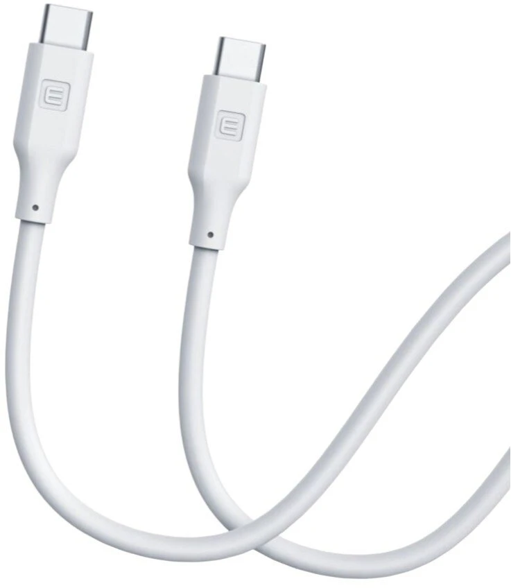 Evelatus Ultra-Mīksta Silikona USB-C uz USB-C Kabelis 1.2M 60W Ātrā Uzlāde Balts