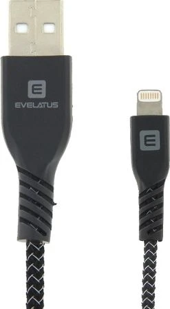 Kabelis USB Evelatus USB-A - Lightning 1 m Juodas