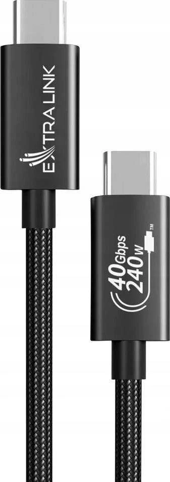 Extralink Smart Life USB-C – USB-C juoda 240W, 40Gbps, 200cm