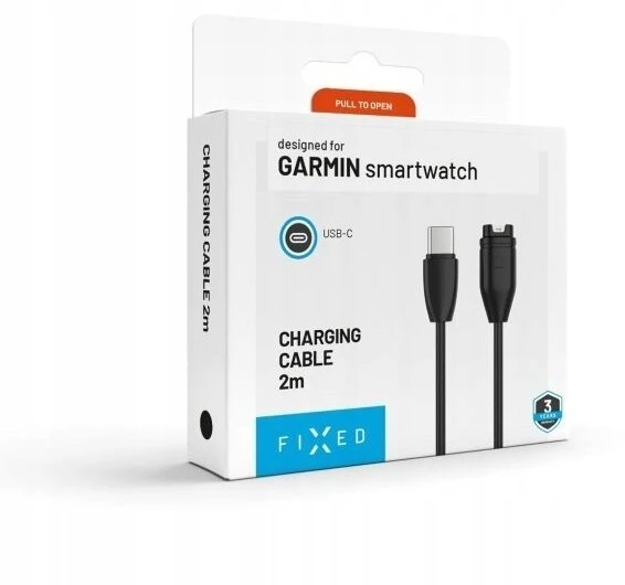 FIXED USB-C do Garmin Forerunner/Fenix/Venu/Vívoactive/Instinct | 2m | juoda