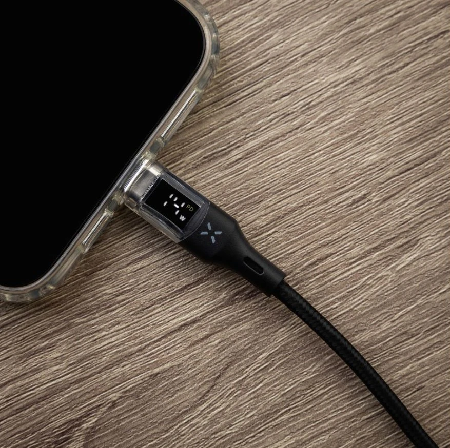 Fixed Ištaisyta | USB-C/USB-C laidas su ekranu, PD palaikymas, 1,2m, USB 2.0, 100W | FIXDD-CC12-BK