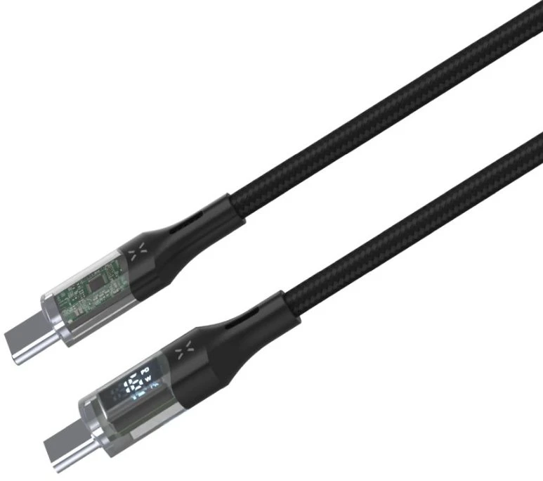 Fixed Ištaisyta | USB-C/USB-C laidas su ekranu, PD palaikymas, 1,2m, USB 2.0, 100W | FIXDD-CC12-BK