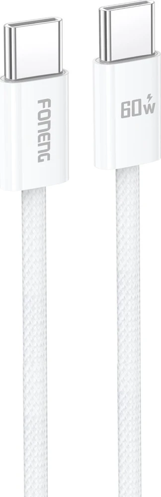 Foneng kabelis X110 – Type C į Type C – PD 60W 3A 1,2 metras baltos spalvos