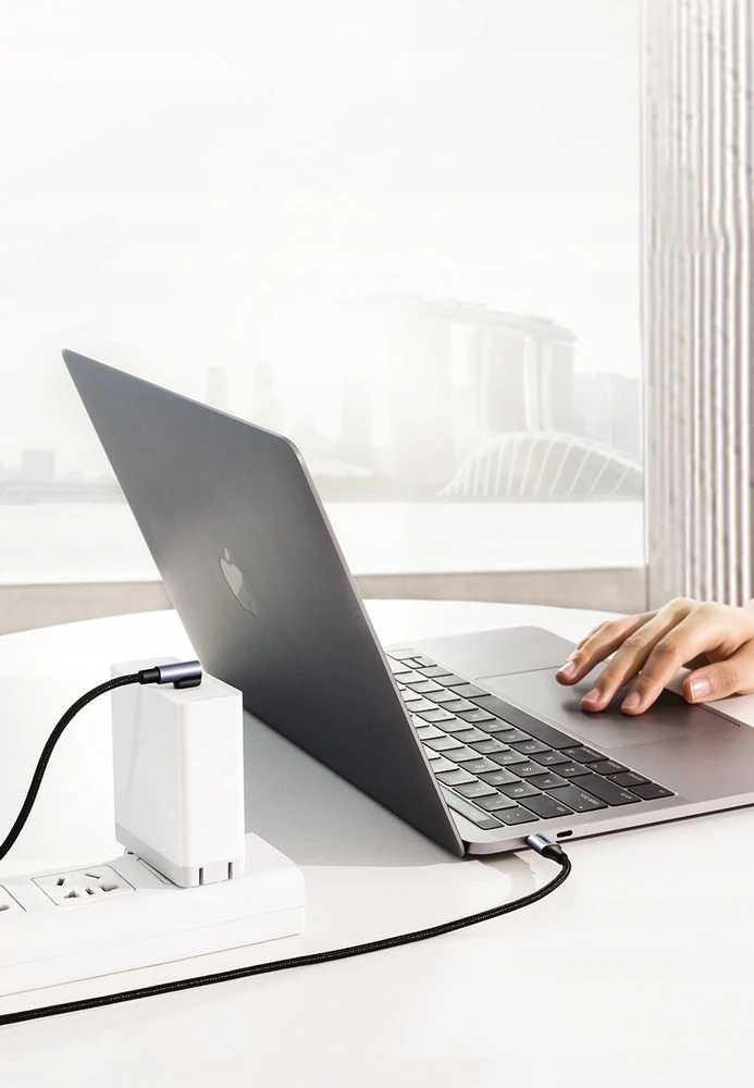USB C į USB C laidas Forcell F-Energy QC4.0 PD 5A 100W Cafule 90° 2 m CC-1Deg juodas