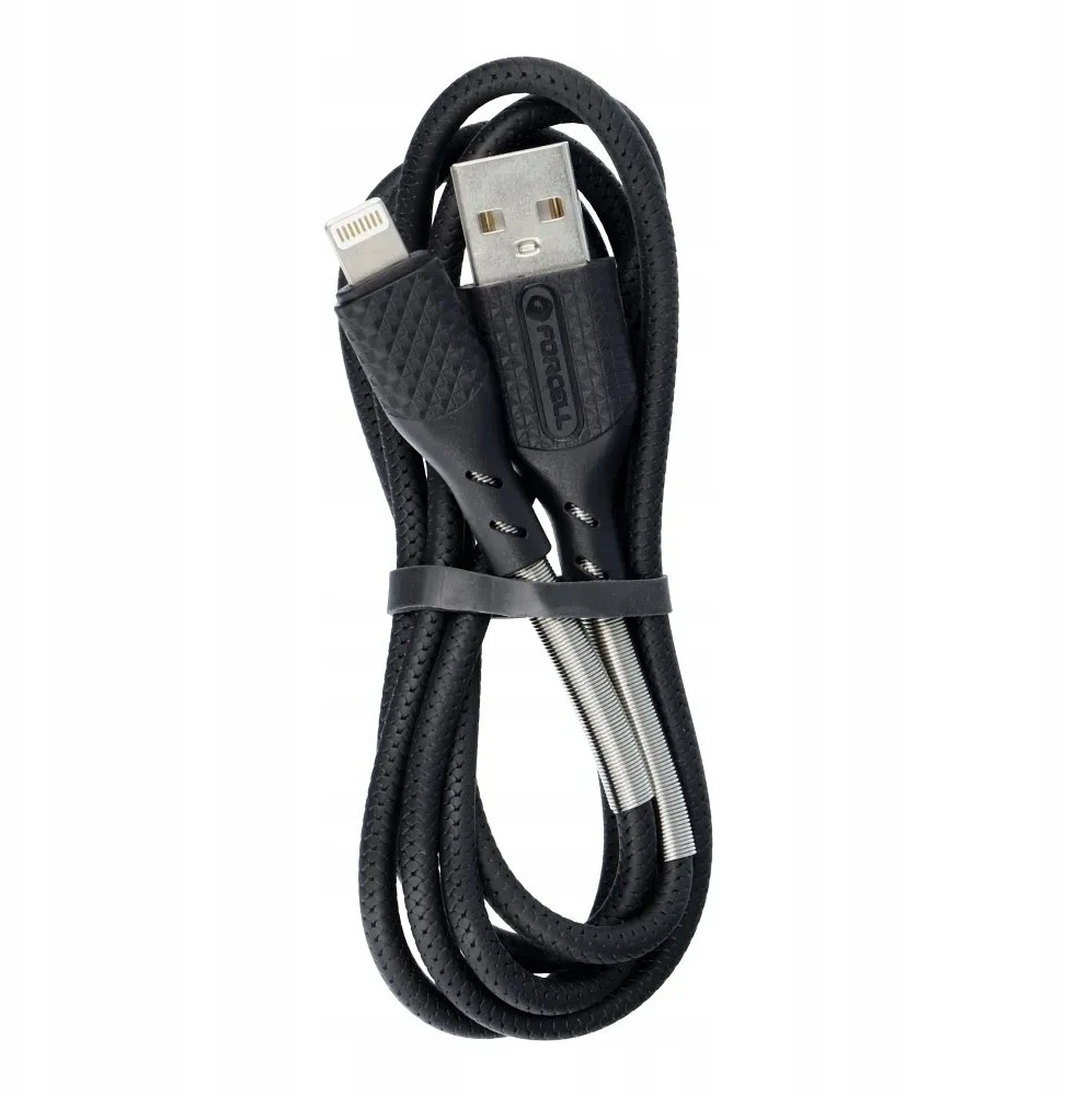 USB A tipo į „Lightning“ tipo laidas „Forcell F-Energy“ 2,4A 12W, anglies pluošto, 1 m, CB-01A, juodas