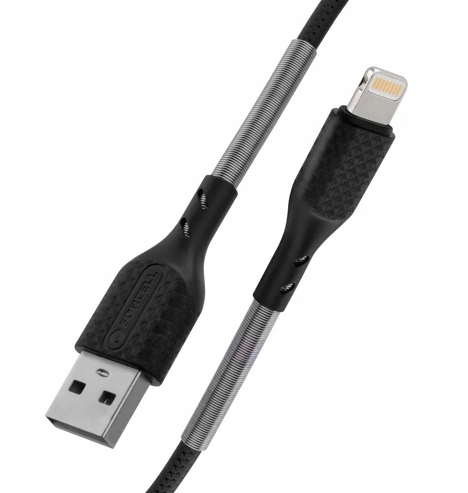 USB A tipo į „Lightning“ tipo laidas „Forcell F-Energy“ 2,4A 12W, anglies pluošto, 1 m, CB-01A, juodas