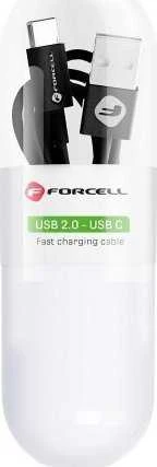 USB kabelis Forcell TUBE (C319) type-C (2.1A) 1m juodas