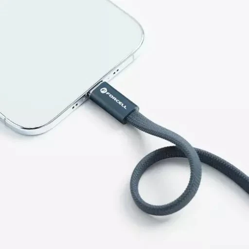 USB C į USB C laidas Forcell F-Energy QC4.0 PD 3A 60W Cafule Flat 1,2 CCFN23 m tamsus mėlynas