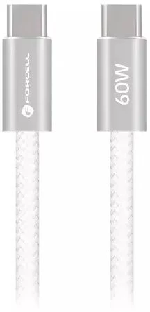 USB C į USB C laidas Forcell F-Energy QC4.0 PD 3A 60W Cafule Flat 1,2 m CCFN23 baltas