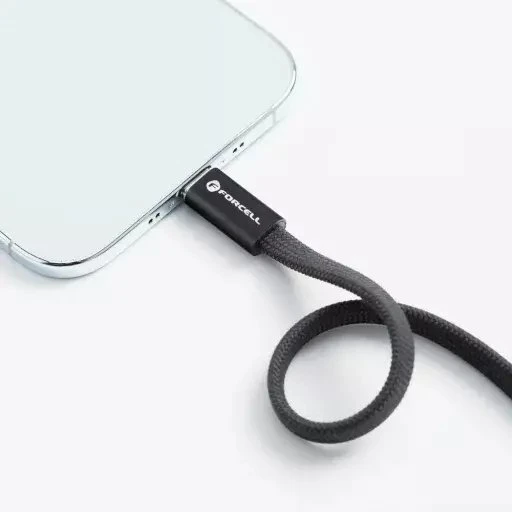 USB C į USB C laidas Forcell F-Energy QC4.0 PD 5A 100W Cafule Flat 1,2 m CCFN23 juodas