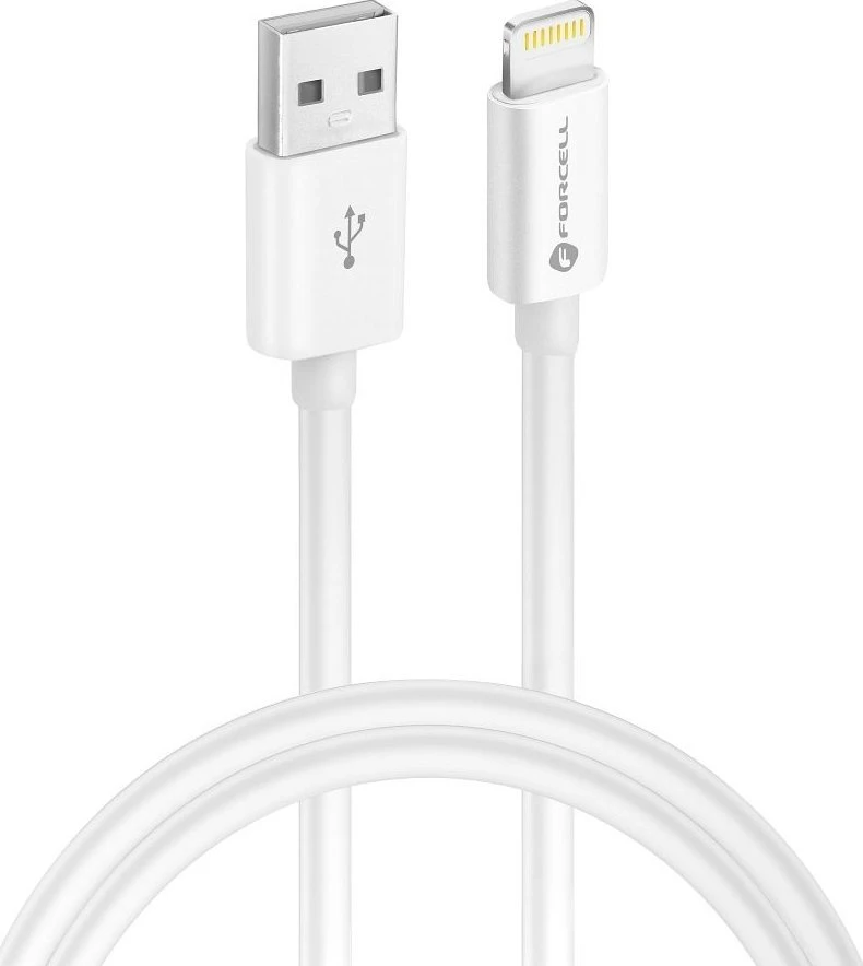 USB A tipo laidas su „Lightning“ jungtimi Forcell F-Energy MFi 2,4A 12W 1 m C703 baltas