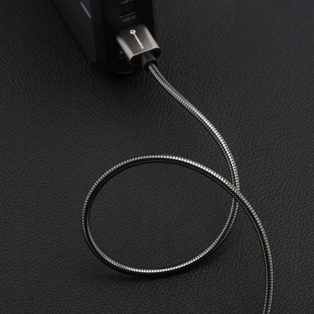 USB A tipo laidas su „Lightning“ jungtimi Forcell F-Energy 2,4A 12W, metalinis, 2 m, C236, sidabrinis