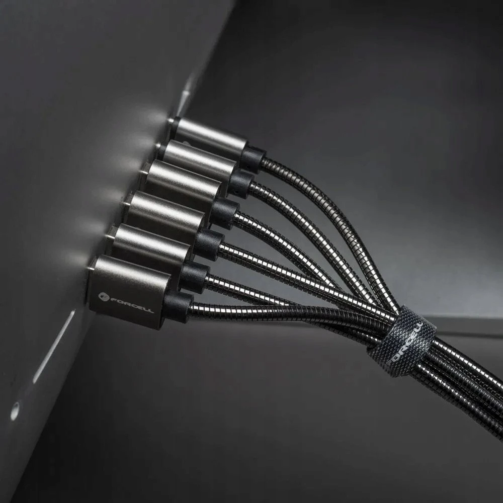 USB A tipo laidas su „Lightning“ jungtimi Forcell F-Energy 2,4A 12W, metalinis, 2 m, C236, sidabrinis