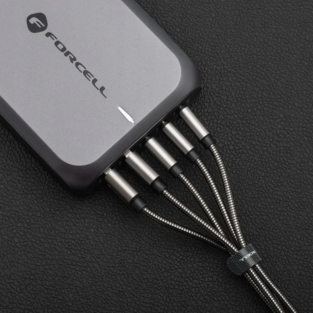 USB A tipo laidas su „Lightning“ jungtimi Forcell F-Energy 2,4A 12W, metalinis, 2 m, C236, sidabrinis