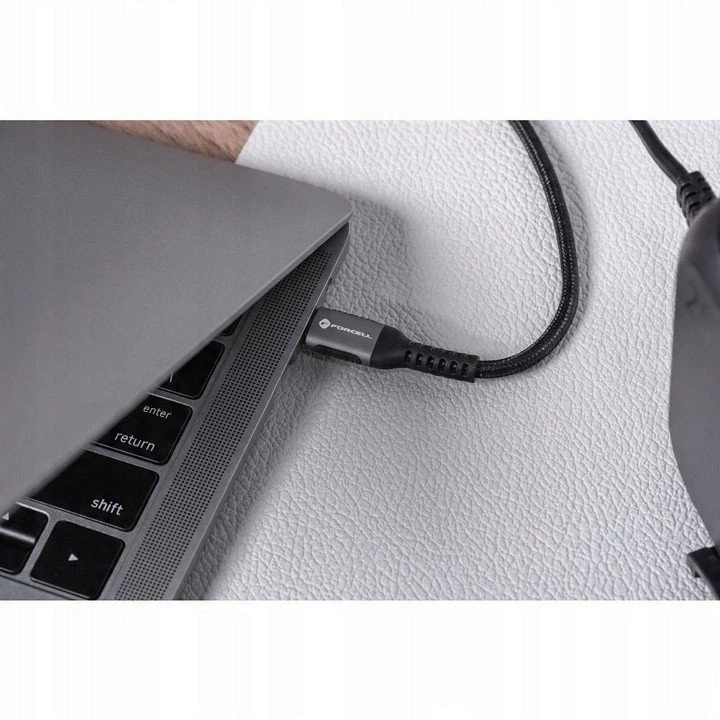 USB A į USB C laidas Forcell F-Energy QC4.0 3A 66W Cafule 0,25 m C256 juodas