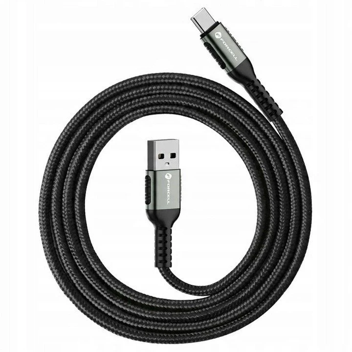 USB A į USB C laidas Forcell F-Energy QC4.0 3A 66W Cafule 0,25 m C256 juodas