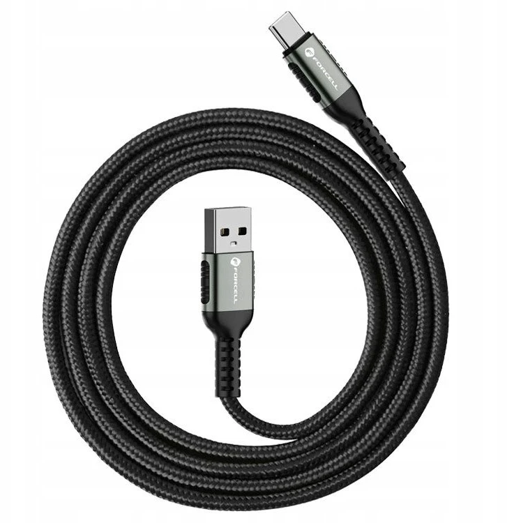 USB A į USB C laidas Forcell F-Energy QC4.0 3A 66W Cafule 0,5 m C256 juodas