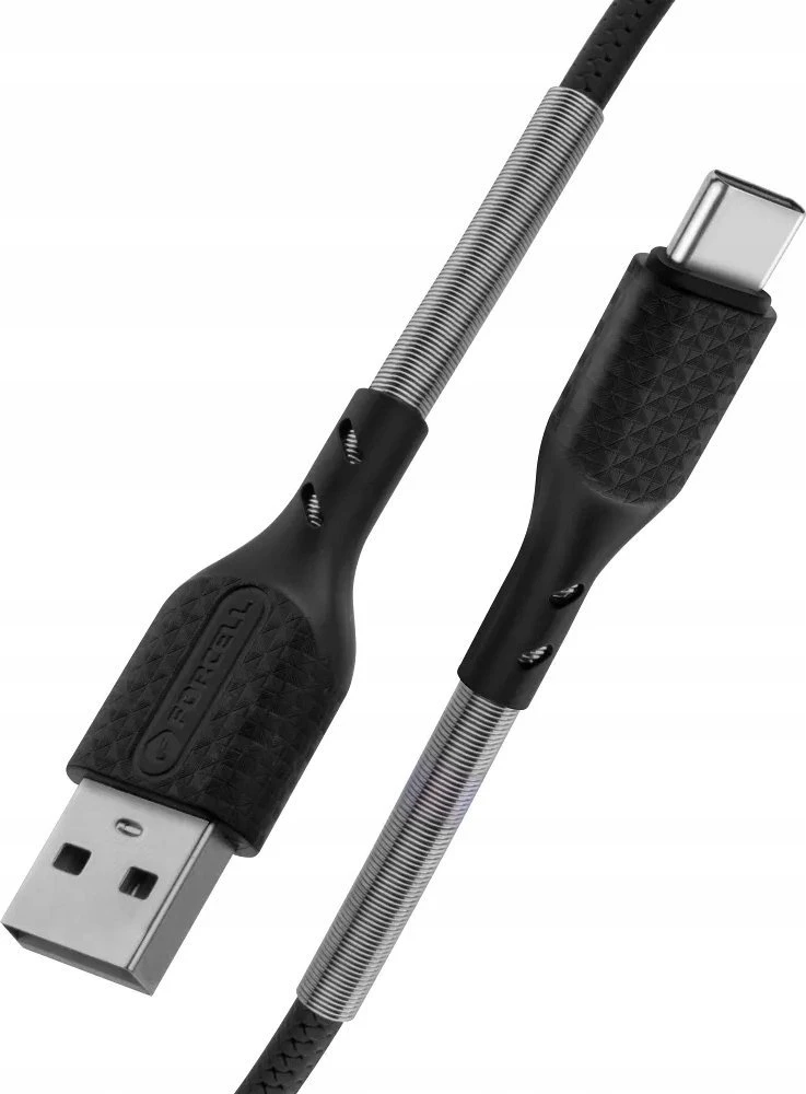 USB A į USB C laidas Forcell F-Energy QC4.0 5A 60W Carbon 1 m CB-02A juodas