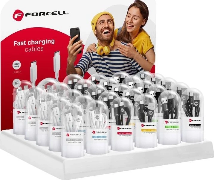 USB A į USB C laidas Forcell F-Energy QC3.0 3A Tube 1 m C398 juodas