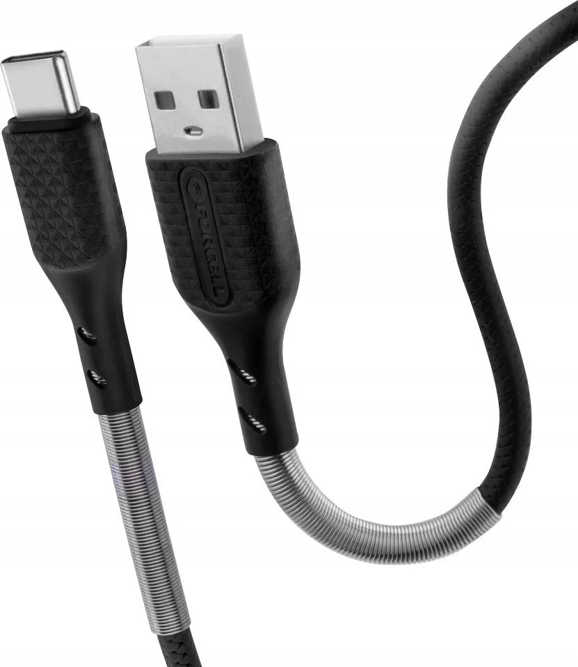 USB A į USB C laidas Forcell F-Energy QC4.0 5A 60W Carbon 1 m CB-02A juodas