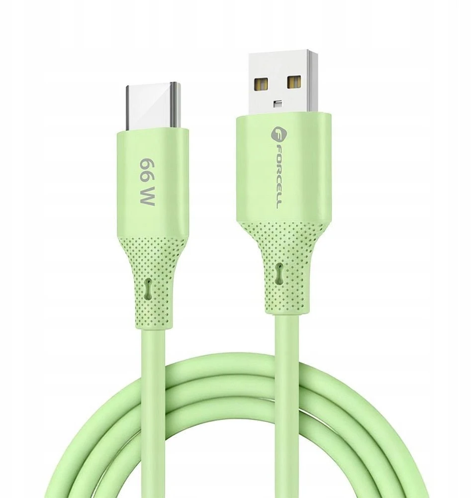 USB A į USB C laidas Forcell F-Energy QC4.0 3A 66W silikoninis 1 m C342 žalias