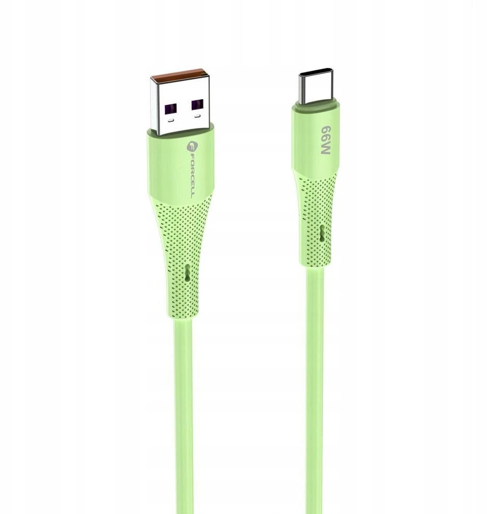 USB A į USB C laidas Forcell F-Energy QC4.0 3A 66W silikoninis 1 m C342 žalias