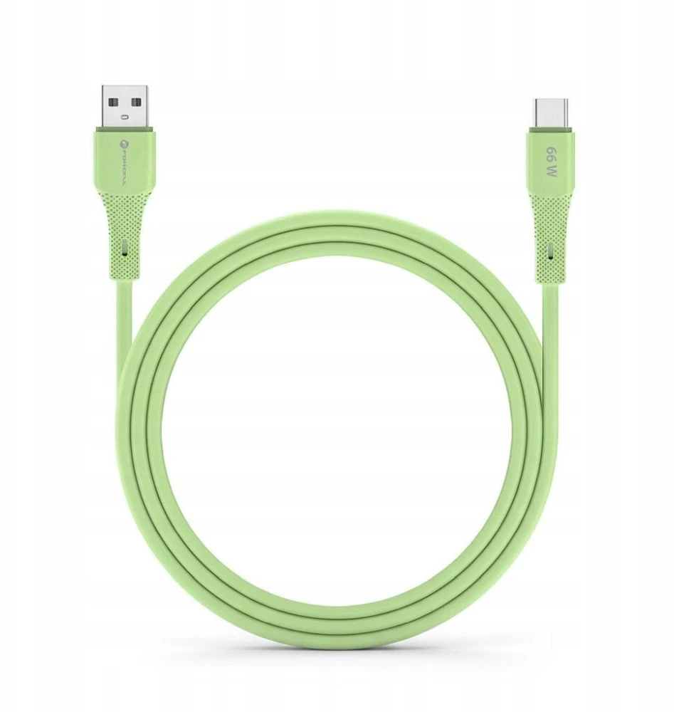 USB A į USB C laidas Forcell F-Energy QC4.0 3A 66W silikoninis 1 m C342 žalias