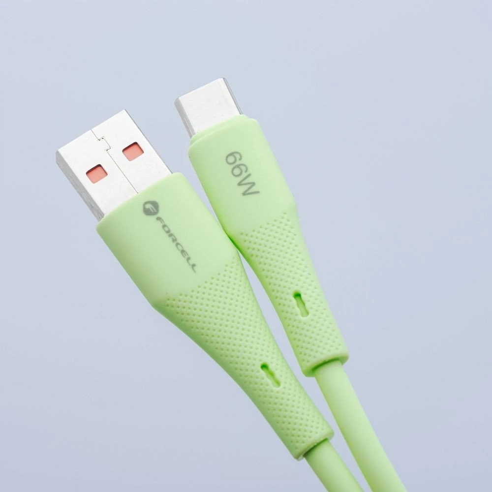 USB A į USB C laidas Forcell F-Energy QC4.0 3A 66W silikoninis 1 m C342 žalias