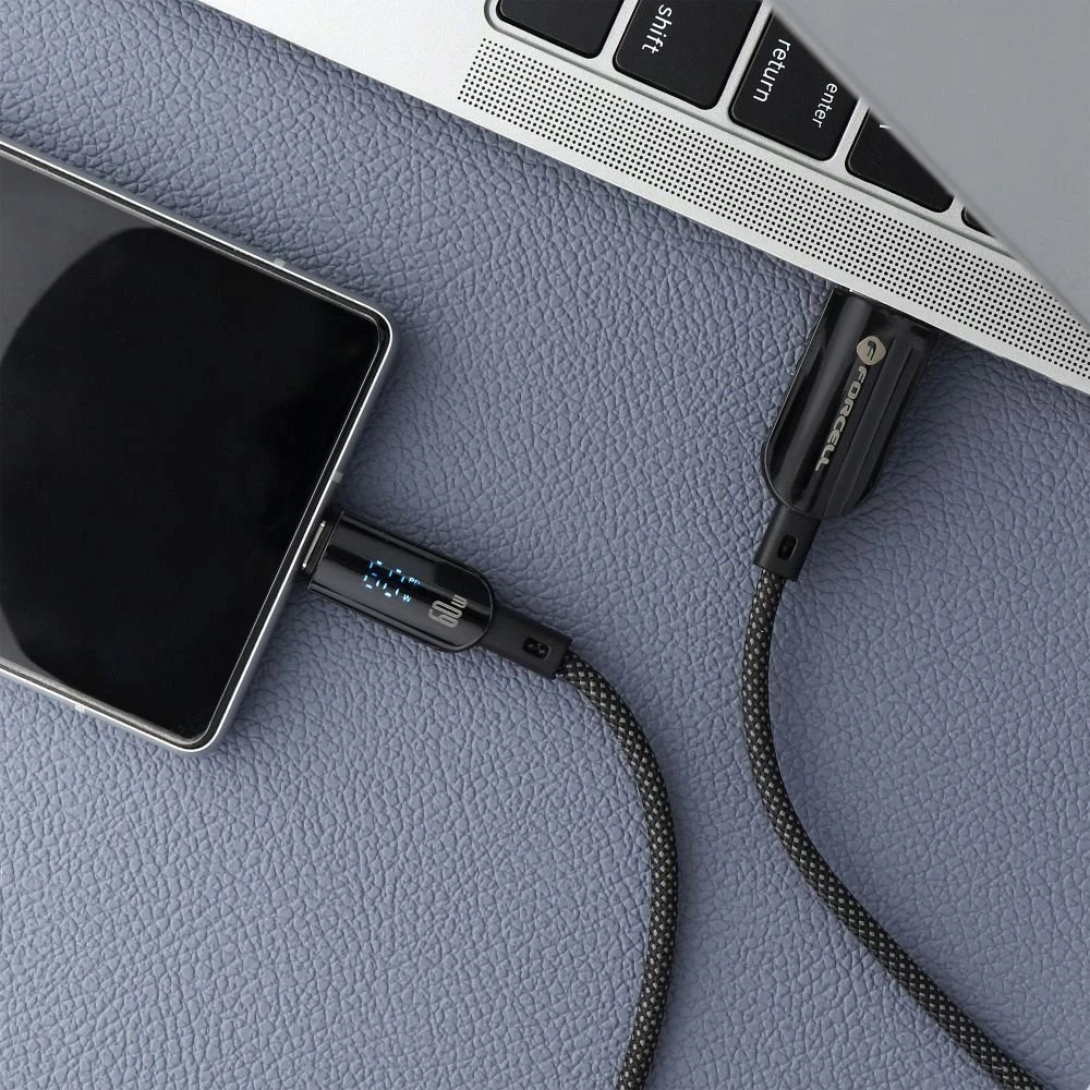 USB A į USB C laidas Forcell F-Energy QC4.0 PD 3A 66W Skaitmeninis 1,2 m C272 juodas