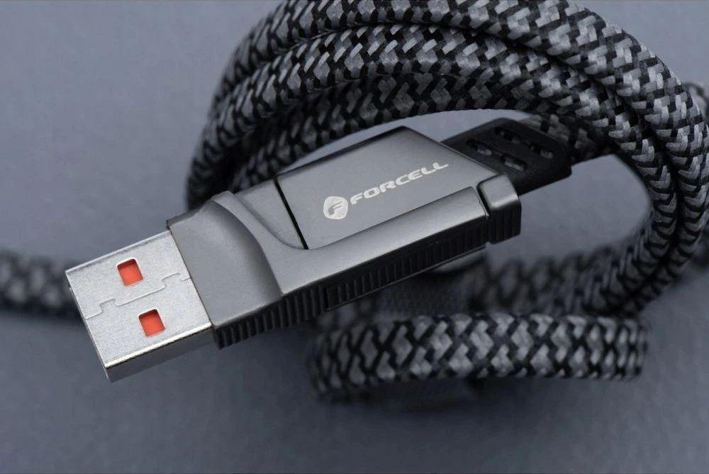 Laidas 4in1 USB C / USB A į USB C / Lightning Forcell F-Energy QC PD 3A 60W 1 m C241 chromuotas