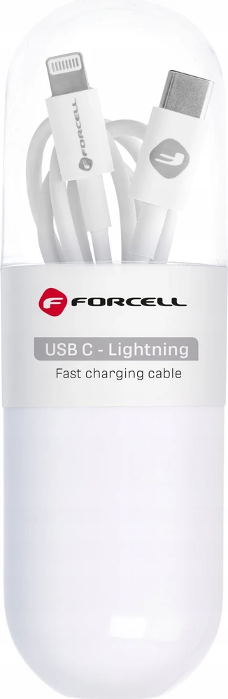 USB C laidas su „Lightning“ jungtimi Forcell F-Energy PD 27W Tube 1 m C291 baltas