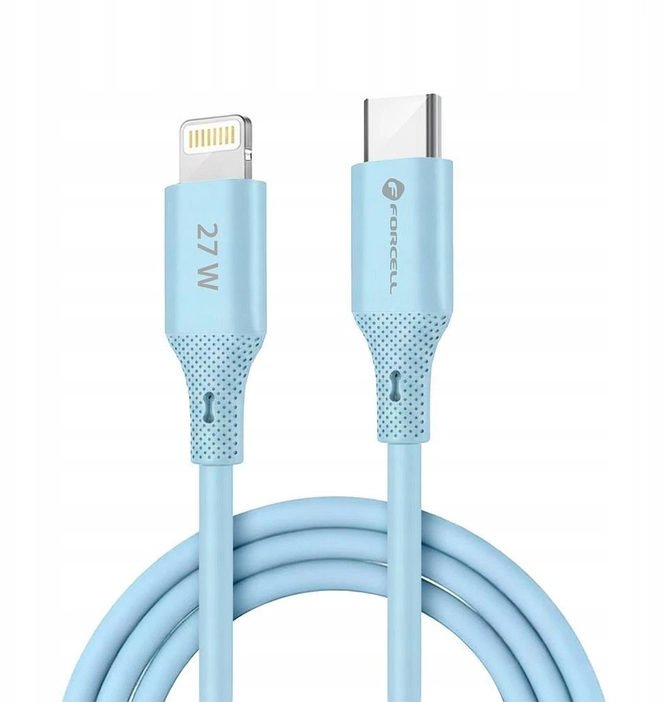 USB C - Lightning kabelis Forcell F-Energy PD 3A 27W silikoninis 1 m C346 mėlynas