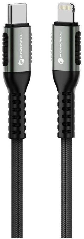 USB C - Lightning laidas Forcell F-Energy PD 3A 27W Cafule 0,5 m C259 juodas