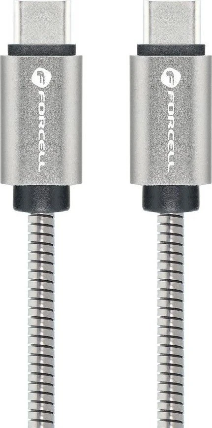 USB C į USB C laidas Forcell F-Energy QC4.0 PD 3A 60W metalinis 1 m C237 sidabrinis