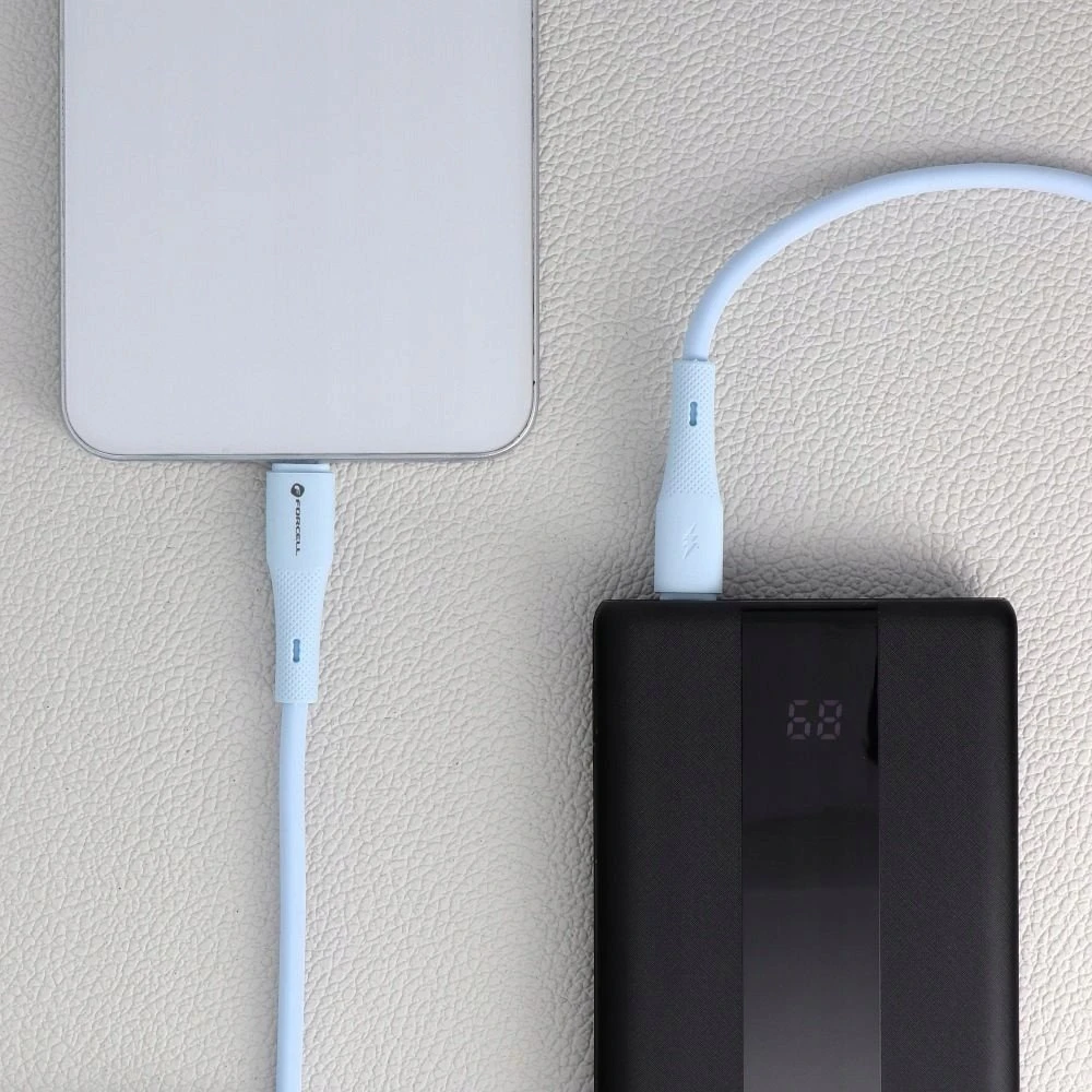 USB C į USB C laidas Forcell F-Energy QC4.0 PD 3A 60W silikoninis 1 m C344 mėlynas
