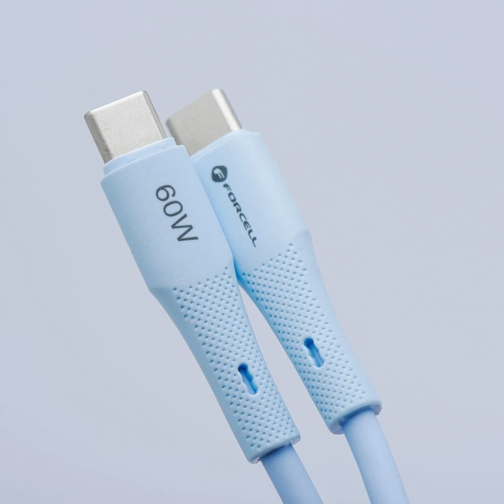 USB C į USB C laidas Forcell F-Energy QC4.0 PD 3A 60W silikoninis 1 m C344 mėlynas