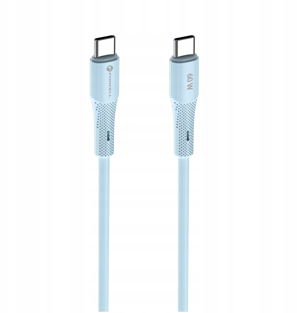 USB C į USB C laidas Forcell F-Energy QC4.0 PD 3A 60W silikoninis 1 m C344 mėlynas