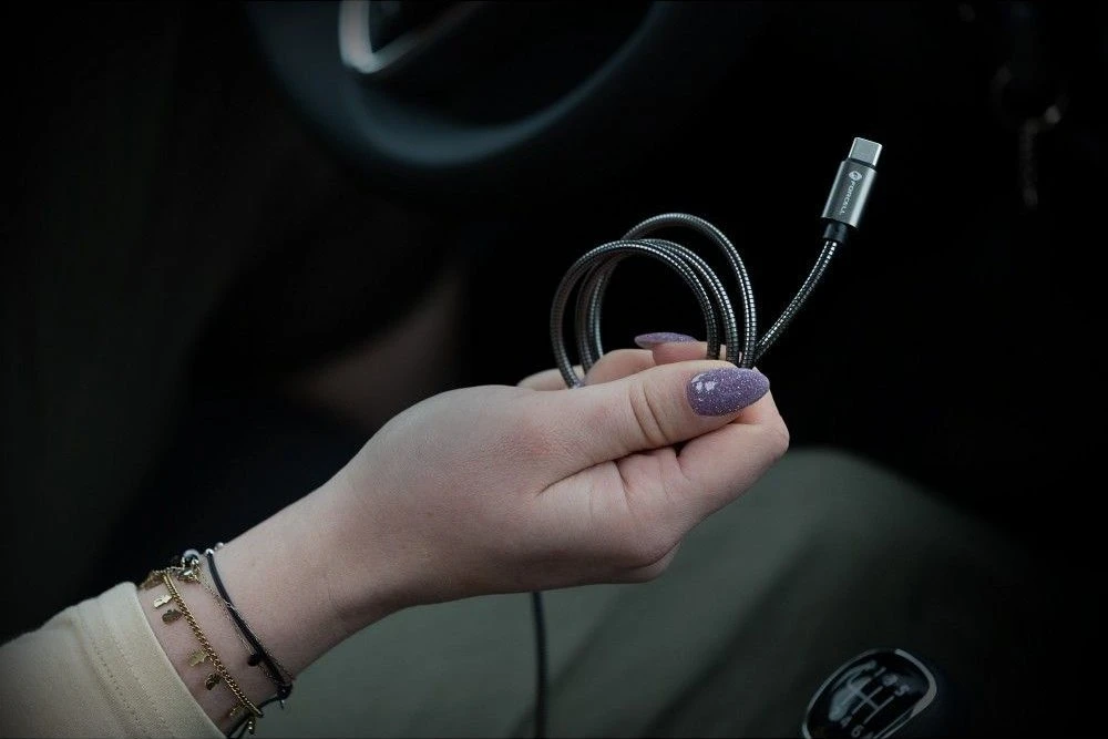 USB kabelis Forcell (C239) "USB-C (Type-C) to USB-C (Type-C)" (100W 5A) sidabrinis 1M